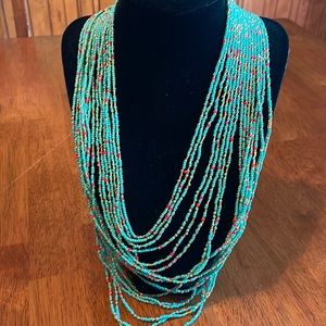 Hand beaded turquoise necklace